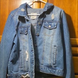 Button down ripped jean jacket